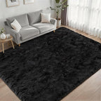 Fluffy 5x7 Area Rugs for Living Room Bedroom: Ultra Soft Shag Rug Non-Slip Non-Shedding Small Plush Bedside Rug Indoor Floor Carpets for Kids Room Playroom Entryway Nursery Dorms Home Decor Black