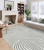 Lahome Abstract 8x10 Area Rugs for Living Room Bedroom, SoftWashable Rugs 8x10, Ultra-Thin Non-Slip Modern Dining Room Rug Non-Shedding Accent Carpet for Office(8x10ft,Black)