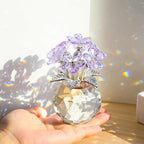 Qianwei Purple Forget Me Not Crystal Flowers - Sympathy Glass Flowers Collectible Figurines Decor Paperweight Ornament Home Office Table Desk Decorations