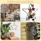 MECCANIXITY 4 Pcs Star Dream Catcher Rings, 8" Dream Catcher Metal Hoops Macrame Wreath Rings Pentagram Floral Hoops for DIY Craft Making Home Wedding Wall Hanging Decoration, Gold