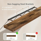 QEEIG Floating Shelves for Wall 55.1" Extra Long - Wall Shelf Bathroom Kitchen Living Room Bedroom Farmhouse Home Decor Display Bookshelf Large 55.1 x 9.3 inch Set of 2, Rustic Brown (008-140BN)