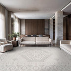 Modern Micro Loop Indoor Area Rugs for Living Room Bedroom Kitchen Geometric Trellis White 9x12 Luxury Durable Low and High Pile Non-Shedding Stain Resistant Soft Area Carpet 9 x 12