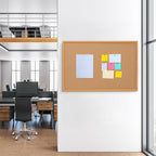Cork Board Bulletin Board 24 x 36, Wood Framed Corkboards for Wall Decor, Hanging Office Message Board, Large Wall Mounted Notice Pin Board with 15 Push Pins for School, Home & Office
