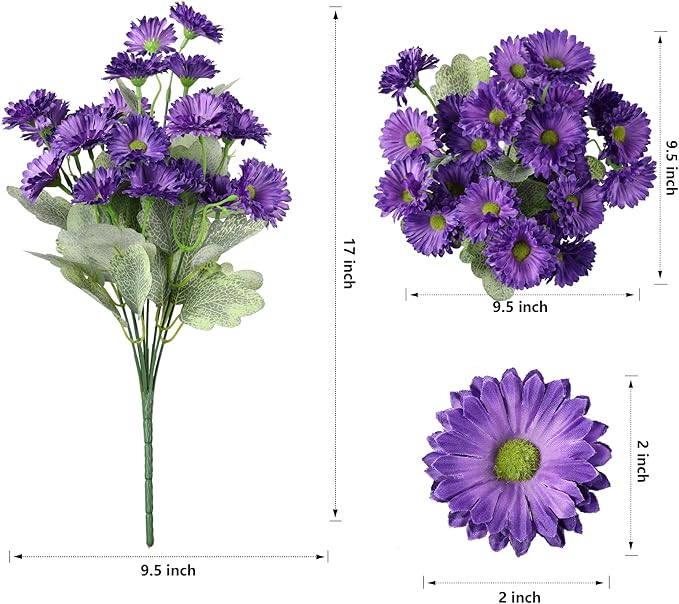 HyeFlora Artificial Flowers for Outdoors Dahlia Spring Summer Decoration, 6 Bundles Fake Daisy Faux Plants Realistic UV Resistant Silk Flowers for Outside Planter Front Door Yard Garden Home Home, Mix