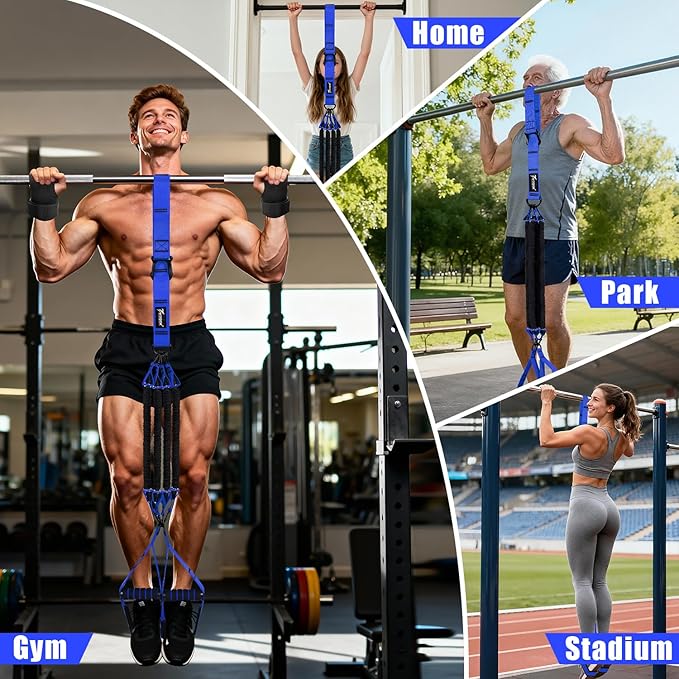 Upgraded Pull Up Assistance Bands, Heavy Duty Resistance Bands with Handles, Exercise Band with Door Anchor, Adjustable Workout Band Set for Pull Up Bar, Full Body Strength&Muscle Training, Home Gym