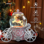 Unicorn Snow Globe Music Box, 7" Pink Light Up Musical Snow Globe for Girls, Christmas Snow Globes for Mom Grandma Wife Women, Princess Carriage Birthday Valentines Gifts Home Decor