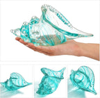QFkris 9.9" Hand Blown Glass Conch Seashell Figurine Home Decor Art Glass Sea Shell Sculpture