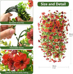 Homsunny Artificial Fake Flowers Plants for Outdoor Decoration, 2 PCS Faux Mums Flowers for Outside UV Resistant Realistic for Porch Patio Garden Yard Balcony Home Decor(Red Brown)