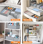 DIMJ Drawer Organizer Clothes, 15 Pack Underwear Organizer, Foldable Closet Bins, Sock Organizer Bra Cube, Fabric Dresser Box for Clothes, Bra, Socks, Tie (Grey)