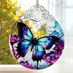 Butterfly Gifts for Women, Stained Glass Ornaments, Purple Butterfly Decorations, Hanging Holiday Presents Idea, Car Hanging Ornaments, Car Charm, Mirror Accessories