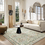 Washable Area Rug 6x9 - Oriental Vintage Dining Room Rug for Living Room, Bedroom, Kids Playroom & Baby Nursery - Low Pile, Non-Slip, Lightweight & Stain Resistant