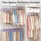 HOUSE DAY Plastic Clothes Hangers 36 Pack, Sweater Hangers No Shoulder Bump, Thick Heavy Duty Coat Hanger for Closet, Purple Wide Hanger with Non-Slip Hook for Sweaters, Suits, Dresses, Jackets, Pants