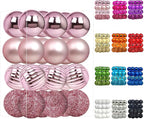 Emopeak 24Pcs Christmas Balls Ornaments for Xmas Christmas Tree - 4 Style Shatterproof Christmas Tree Decorations Hanging Ball for Holiday Wedding Party Decoration (Pink, 1.3"/3.2CM)