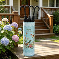 Vintage Metal Umbrella Holder Rustic Round Umbrella Stand Entryway Decorative Organizer Bucket for Home/Office/Farmhouse - Holds Multiple Umbrellas Canes & Walking Sticks (Blue)