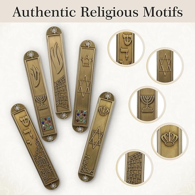 MAGICLULU 5-Pack Door Mezuzah with Kosher Scroll, Screw Mount Metal Mezuzah Case - 3.54 Inch Tall Jewish Mitzvah Mezuza Plaque for Front Doorpost Entrance, Religious Housewarming Gift