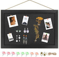 AKTOP Black Cork Board with Linen 16.7" X 11", Small Framed Bulletin Board for Wall, Hanging Pin Board Picture Board for Home Office Decor, Cute Vision Board with 8 Pushpins