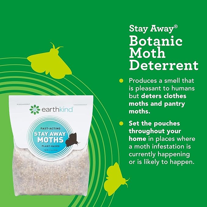 EarthKind Stay Away Moths - Moth Deterrent for Closet, Pantry & More - DIY Pest Control Pouches for Moths - with Cedarwood Oil & Geranium Oil - 6-Pack with Extended Release Pouch Pod