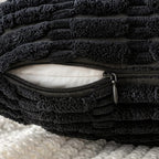 MIULEE Pack of 2 Corduroy Decorative Euro Sham Throw Pillow Covers 24x24 Inch Soft Boho Striped Pillow Covers Modern Farmhouse Home Decor for Halloween Sofa Living Room Couch Bed Black