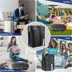 TPU Vacuum Bag for Travel, 70D Nylon Reusable Compression Bag with IP67 Waterproof Zipper, Compression Packing Cubes for Clothing, Space Saver Bags for Luggage and Backpack(Gray-1 PCS)