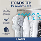 ZOBER Turquoise Velvet Hangers 50 Pack - Clothes Hangers, Coat Hanger for Pants & Dress Clothes - Non Slip w/ 360 Degree Swivel, Holds up to 10 lbs - Strong Felt Hanger for Clothing