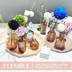 Mini Bud Vases As Wedding Centerpieces for Tables,Clear Bud Vases for Flowers,Small Flower Vases Suitable for Birthday Party,Anniversary,Wedding Reception,Baby Shower (Amber, 24PCS)