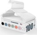 Neaties Plastic Hangers 100 Pack – Made in The USA – 6lb Capacity Standard Clothes Hangers with Notches and Reinforced Edges for Dresses, Lingerie, Shirts, Pants, and Jackets – White