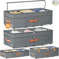 Dayacoco Under Bed Storage with Wheels, 2Pack 71L Under the Bed Storage Containers, Adjustable Underbed Drawer with Lids, Underbed storage Rolling Bin for Shoes, Clothes, Blankets, Grey