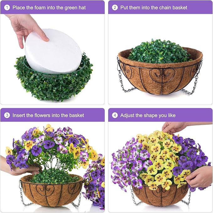Ivydale Artificial Pansies Hanging Plants, 20 Bundles Fake Flowers for Outdoor Decoration, Silk Pansy Realistic Plants UV Resistant for Front Porch Balconies Yard (3-Mixed Color)