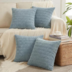 Fancy Homi 4 Packs Decorative Throw Pillow Covers for Living Room Couch Bed, Modern Farmhouse Boho Home Décor Accent Cushion Case, 14" x 14", Light Blue