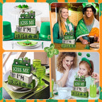 Yuntau 4 Pcs St Patricks Day Decorations Lucky Shamrock Wooden Sign Truck Table Centerpiece St Patricks Day Tiered Tray Decor Decorative Faux Book Stack Block for Fireplace Mantel Floating Shelf