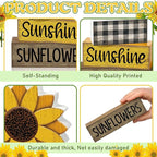 Yuntau 4 Pcs Sunflower Decorations Sunflower Wooden Sign Sunshine Table Centerpiece Summer Tiered Tray Decor Decorative Faux Book Stack Block for Coffee Table Fireplace Mantel Shelf Kitchen