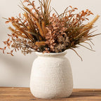 Ceramic Flower Vase, 7.48 Inch White Rustic Farmhouse Decorative Vase Pottery Wide-Mouth Vases for Home Decor Table Living Room Entryway Mantel Bookshelf Bedroom Bathroom Kitchen
