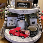 Coffee Bar Decor Vintage Mini Metal Pickup Truck Decor with Book Accessories for Coffee Station,Farmhouse Tiered Tray Table Decorations for Home Kitchen, Office, Cafe