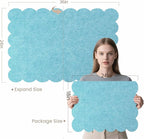 Lightomorrow Scalloped Bulletin Board, 36 x 24 Inches Felt Pin Board - Decorative Cork Alternative for Wall, Foldable Picture Self-Adhesive Vision Prayer Board with 20 Pushpins - Turqoise Blue