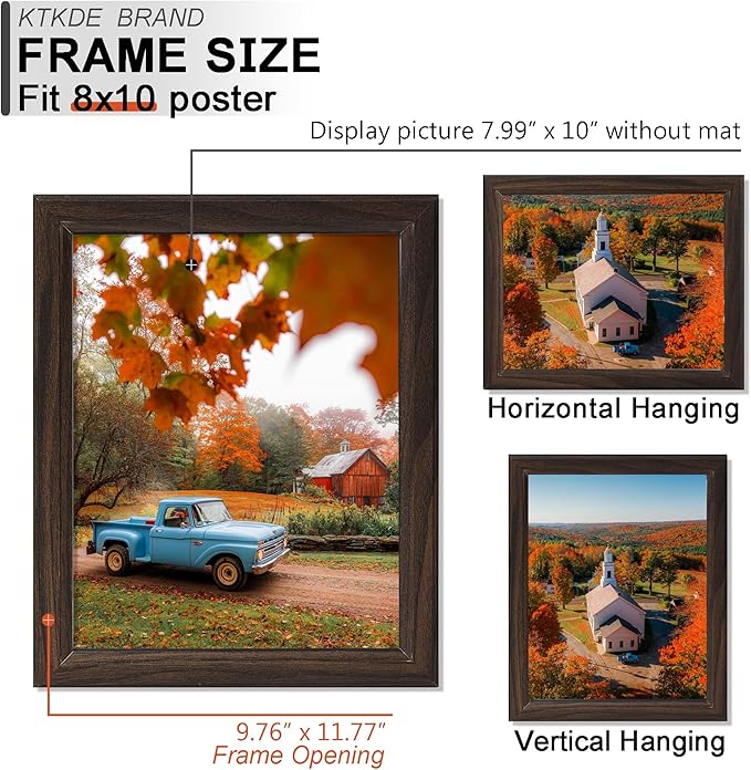 KTKDE 8x10 Picture Frame Set of 3,black Wooden frames, Vertical & Horizontal Wall Hanging for Wall or Tapletop Display,Studio Gallery Photo Frame for Photos, Posters & Art Prints