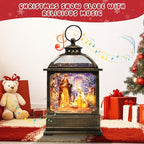 Christmas Snow Globe Lantern with Nativity Music Songs & 6H Timer Water Snow Globe Lantern USB & Battery Operated for Christmas Festival Decorations Gifts (Nativity)