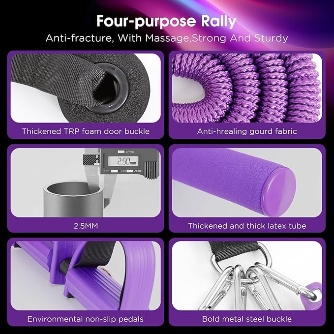 2025 Upgrade Pedal Resistance Band,4-Tube Elastic Sit Up Pull Rope for Men and Women,Pedal Puller for Strength Training,Foot Resistance Rope for Physical Therapy with 5Pcs Exercise Bands