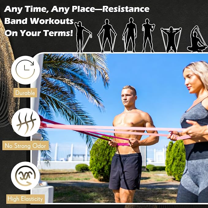 Resistance Bands for Exercise Working Out, 5-Level Pull-Up Assistance Full-Body Training Bands for Women Men Home Workouts, Physical Therapy, Strength Training