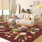 U'Artlines Red Christmas Area Rug 8x10,Floral Large Rugs for Living Room, Non Slip Non Shedding Floral Vintage Low Pile Carpet for Bedroom, Dining Room,Classroom,Farmhouse,Office (Red)