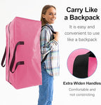 6 Pack Heavy Duty Large Moving Bags W/Backpack Straps - Strong Handles & Zippers, Storage Totes For Space Saving, Fold Flat, Alternative to Moving Box and Storage Bin, Pink