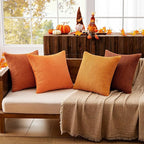 MIULEE Boho Farmhouse Throw Pillow Covers 18x18 Inch Set of 4 Mordern Nordic Cushion Covers Soft Corduroy Home Decor for Couch Bed Sofa Living Room Orange Rust