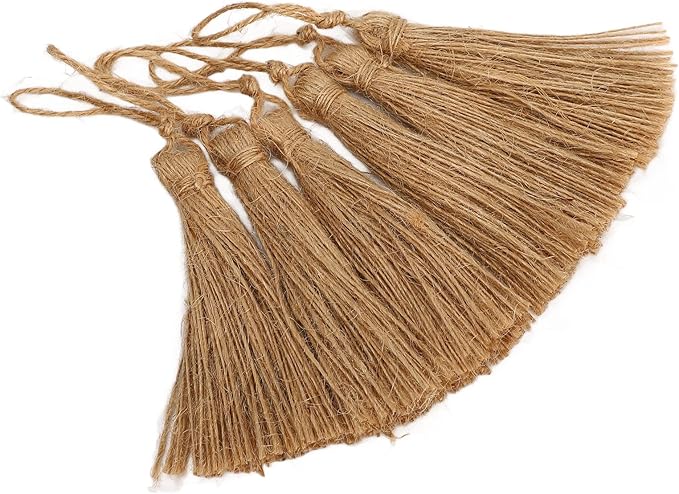 Rustic Style Natural Burlap Tassels for Crafts 6 Pieces Bracelet Necklace Home Decoration