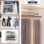 SereneLife 10 Pack Skirt and Pant Hanger with Adjustable Non-Slip Steel Clips, Premium Wooden, 360° Swivel Hook & 10 lb Capacity – Space-Saving Heavy-Duty Hangers for Jeans, Shorts & Slacks (Brown)