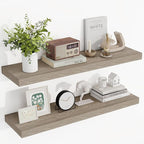 Acovy 36 Inch Floating Shelves, 3D Textured Wood Grain, 36"x9.25"x1.5" Inch Deep Floating Shelves for Wall, Wooden Shelves for Bathroom, Bedroom, Living Room, Vintage Gray Oak, 2 Pieces