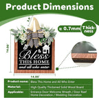 14'' Bless This Home and All Who Enter Wooden Door Sign - Welcome Wreaths for Front Door Rustic Bless This House Outdoor sign for Front Door, Housewarming Gift for Front Door Entryway Kitchen Garden and Porch All Seasons