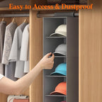 Lifewit Hat Organizer for Baseball Caps, Hat Rack Hanging Storage, Non-Woven Fabric Display Shelf Holds Up to 40 Hats, Cap Holder Hanger for Closet, Bedroom, 7 Compartments, Gray, 2 Pack