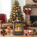 Christmas Snow Globe Swirling Glittering Nativity Scene with Music, USB Lined/Battery Operated Lighted Water Lantern for Christmas Festival Decoration Gifts