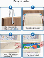 JARLINK Over The Door Organizer Storage, 5 Shelf Hanging Door Organizer with 5 Large Capacity Pockets, Anti Tilt 44 lb Load Behind Door Storage for Bedroom, Bathroom, Pantry, Nursery, (Beige)