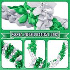 Canlierr Graduation Leis Class of 2026 Grad Ribbon Leis Double Braided Necklace Hawaiian Flower Garland with Heart Kukui Nut for Man Woman Graduation Party Supplies