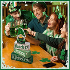 Lineshading 4 Pcs St Patricks Day Table Decoration Wooden St Patrick's Day Gnomes Tiered Tray Decor Irish Centerpiece Green Lucky Gnomes Block Signs Gifts for Saint Patty's Party Home Kitchen